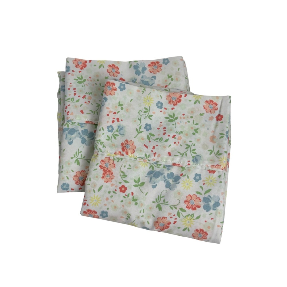 Floral Pillowcase Set of 2 Standard Queen Shabby Chic Country Cottage 20x30